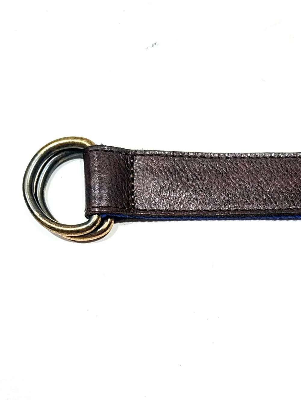 J.Crew Crewcuts Reversible D Ring Belt Blue Webbing Brown Leather Kids 26